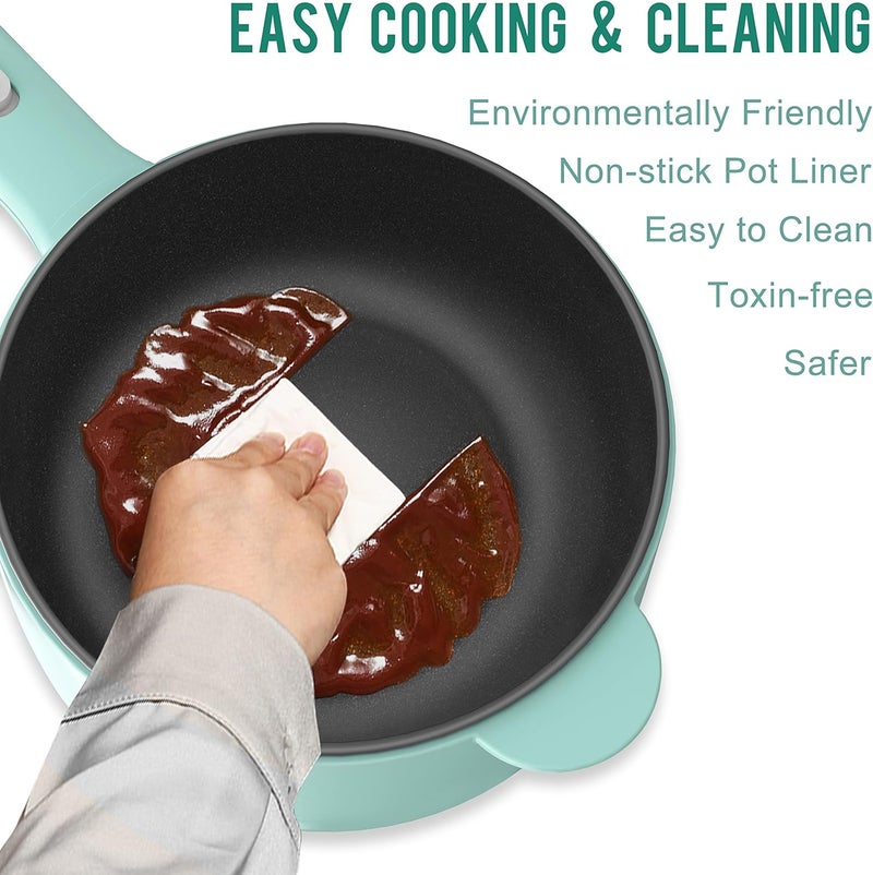 DEZIN Electric Cooker, 2L Non-Stick Sauté Pan, Rapid Noodles Mini Pot for Steak, Egg, Fried Rice, Ramen, Oatmeal, Soup with Power Adjustment, College Dorm Room Essential - Image 5